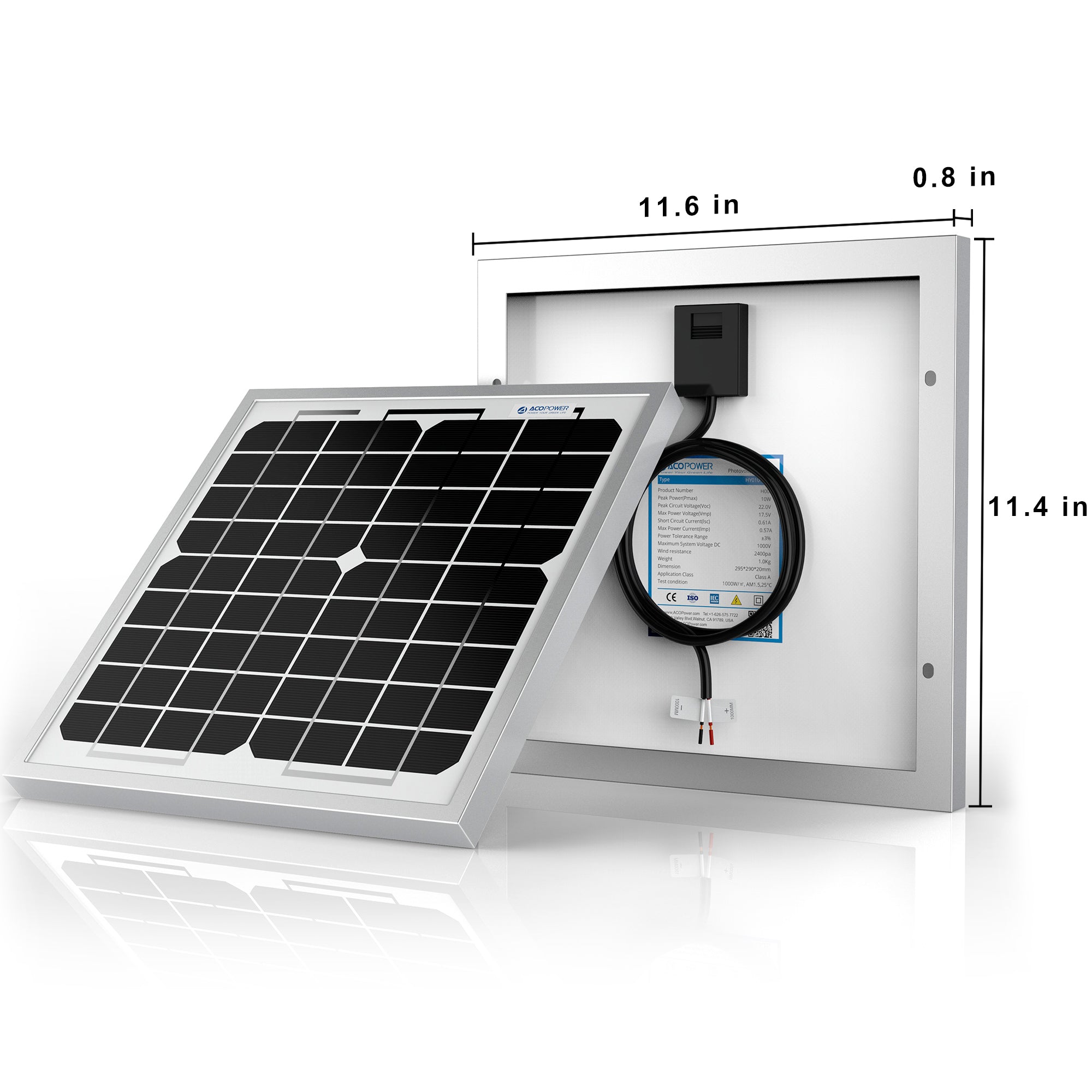 ACOPower 10W Mono Solar Panel for 12V Battery Charging RV Boat, Off Gr –  ACOPOWER