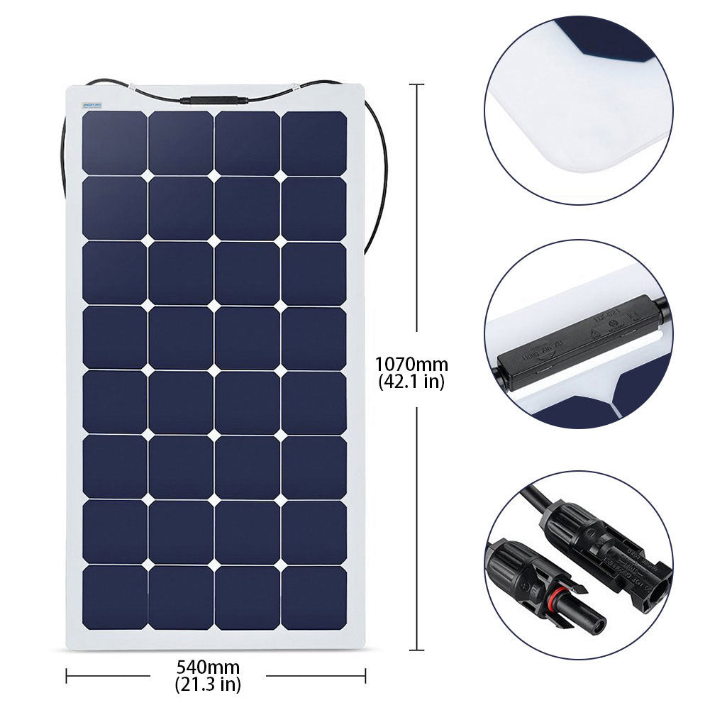 ACOPOWER Flexible Solar Panel Kit + MPPT / PWM Charge Controller