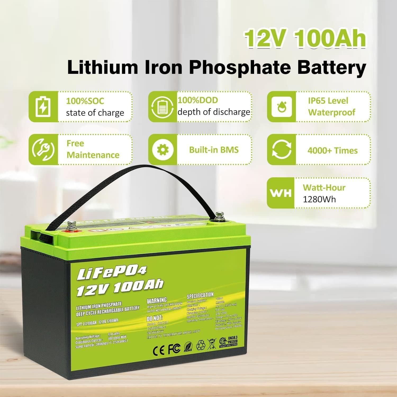 12V 100Ah Deep Cycle LiFePO4 Battery - Lithium Iron India