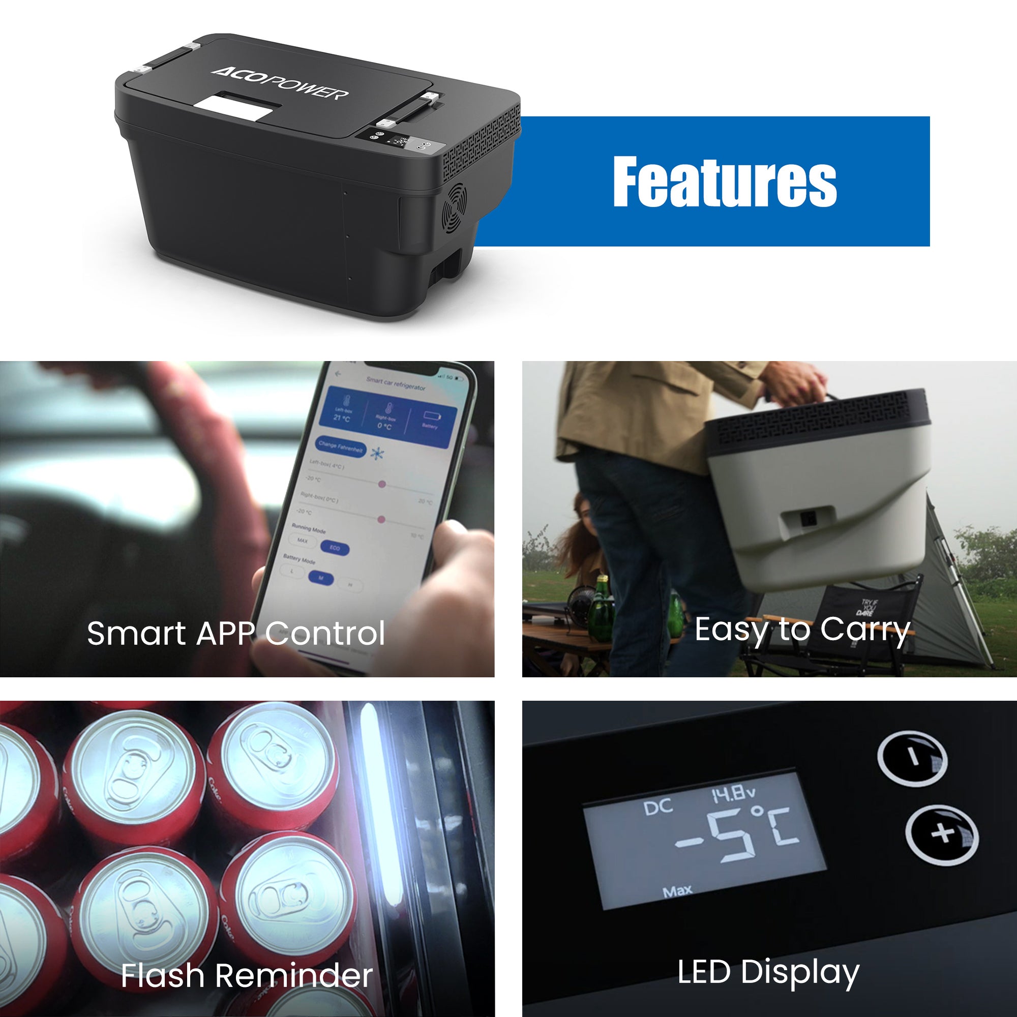 ACOPOWER TesFridge Portable Freezer Specially Designed for Tesla Mode
