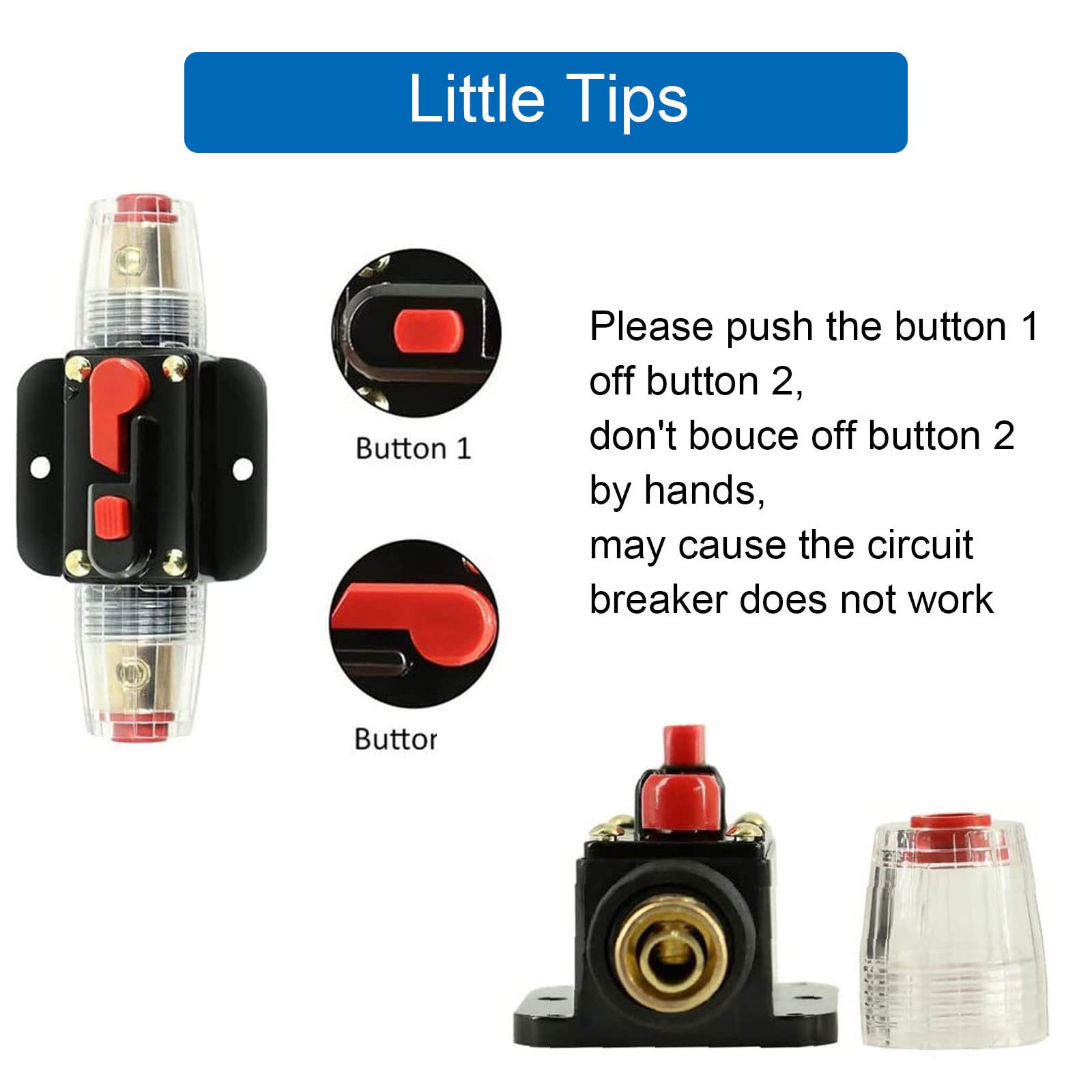 ACOPOWER 60 Amp Resettable Fuse Circuit Breaker Car Protect