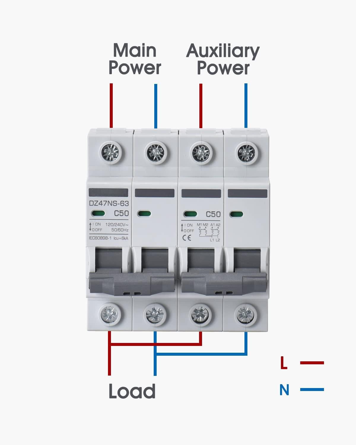 ACOPOWER 50A AC Manual Transfer Switch