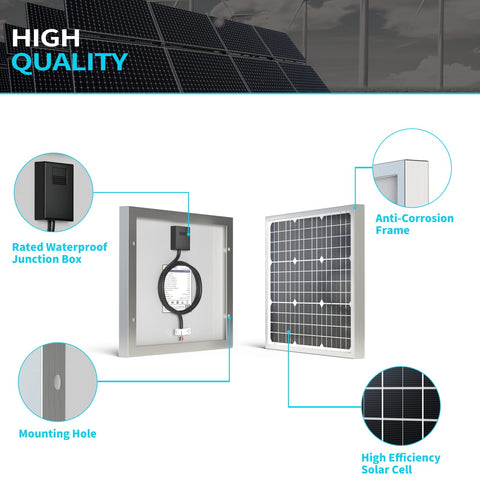 50 Watt 12 Volt Monocrystalline Solar Panel