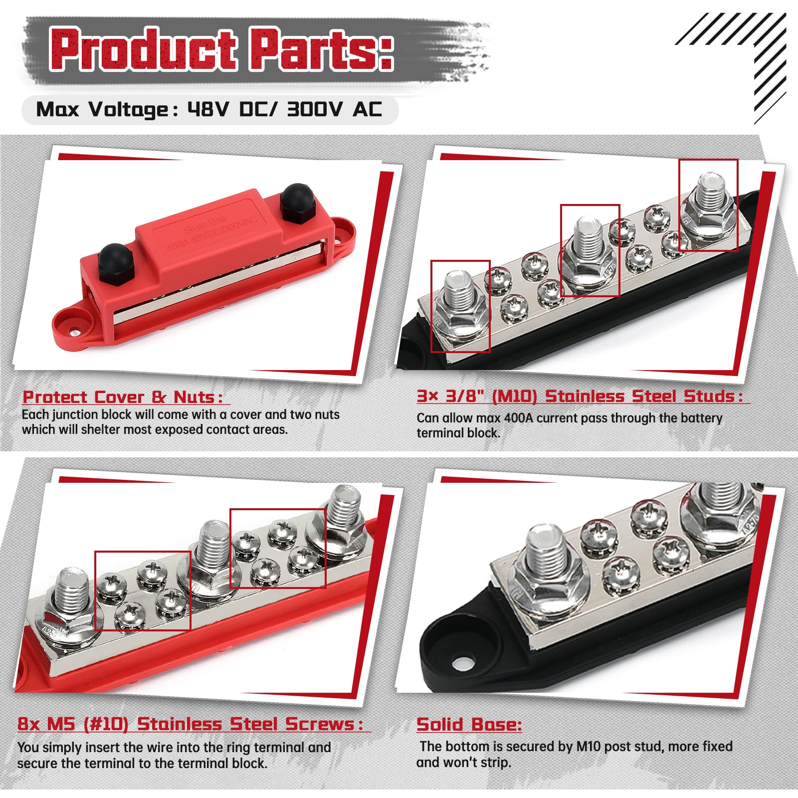 ACOPOWER400A Bus Bar Power Distribution Block