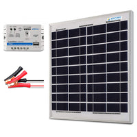 ACOPOWER 15W 12V Solar Charger Kit, 5A Charge Controller with Alligator Clips - acopower