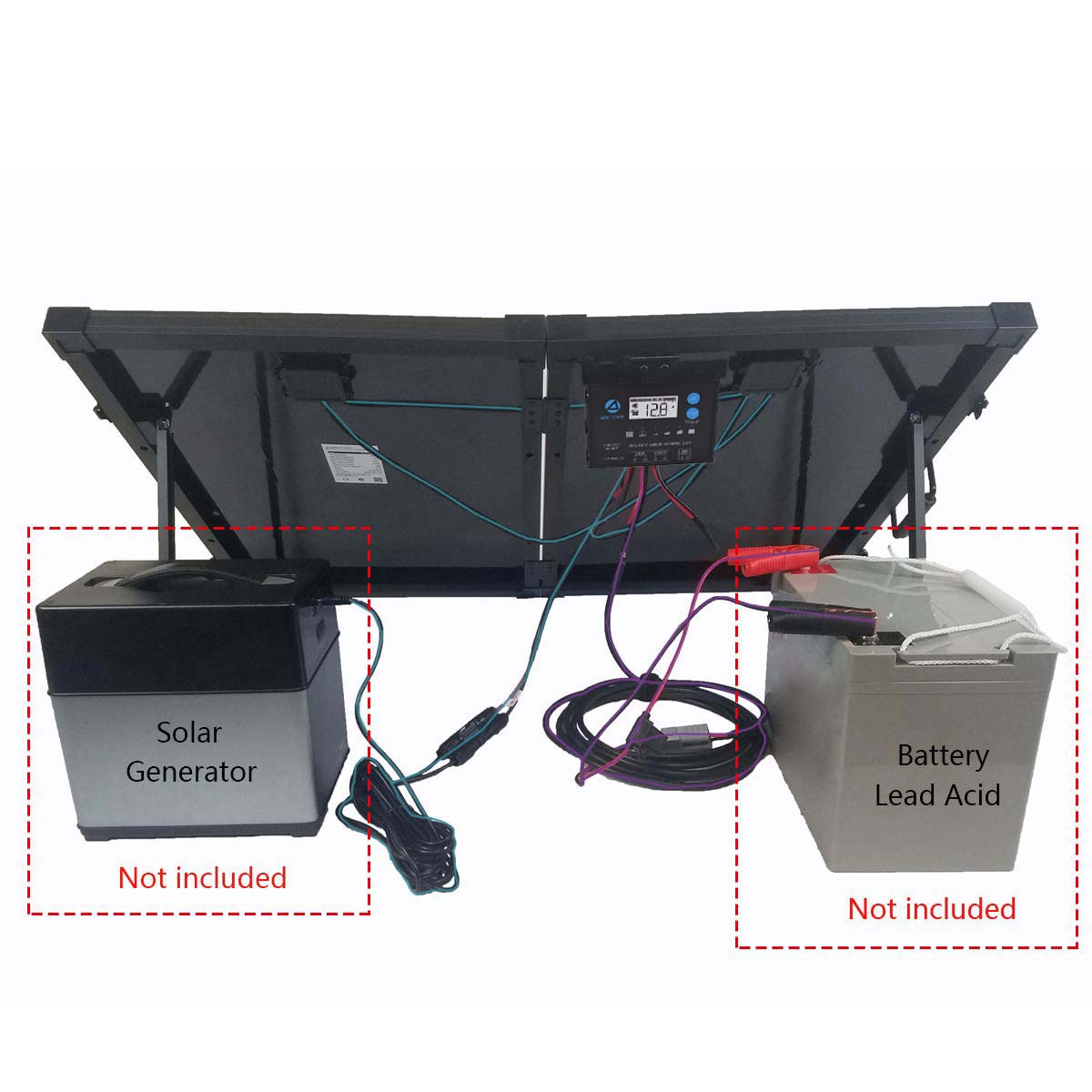 ACOPOWER 100W Foldable Solar Panel Kit, Waterproof ProteusX 20A Charge Controller - acopower