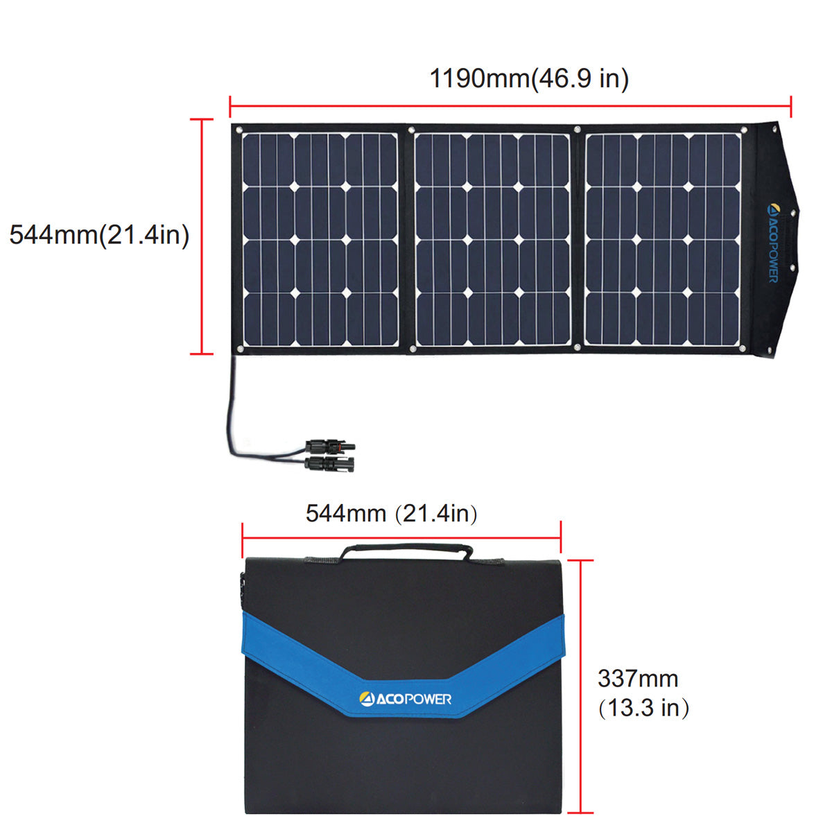 ACOPower High Efficiency 90W Tri-Fold Foldable Solar Panel Kit Suitcase