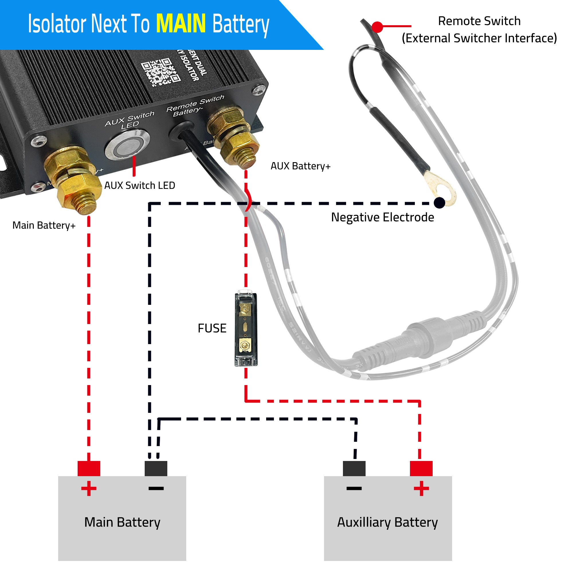 ACOPOWER Dual Battery Isolator Kit, 12V 200 Amp Voltage Sensitive Complete VSR Double Battery Smart Automatic Charger Fit SUV Marine Car UTV ATV RV Boat Camper Truck