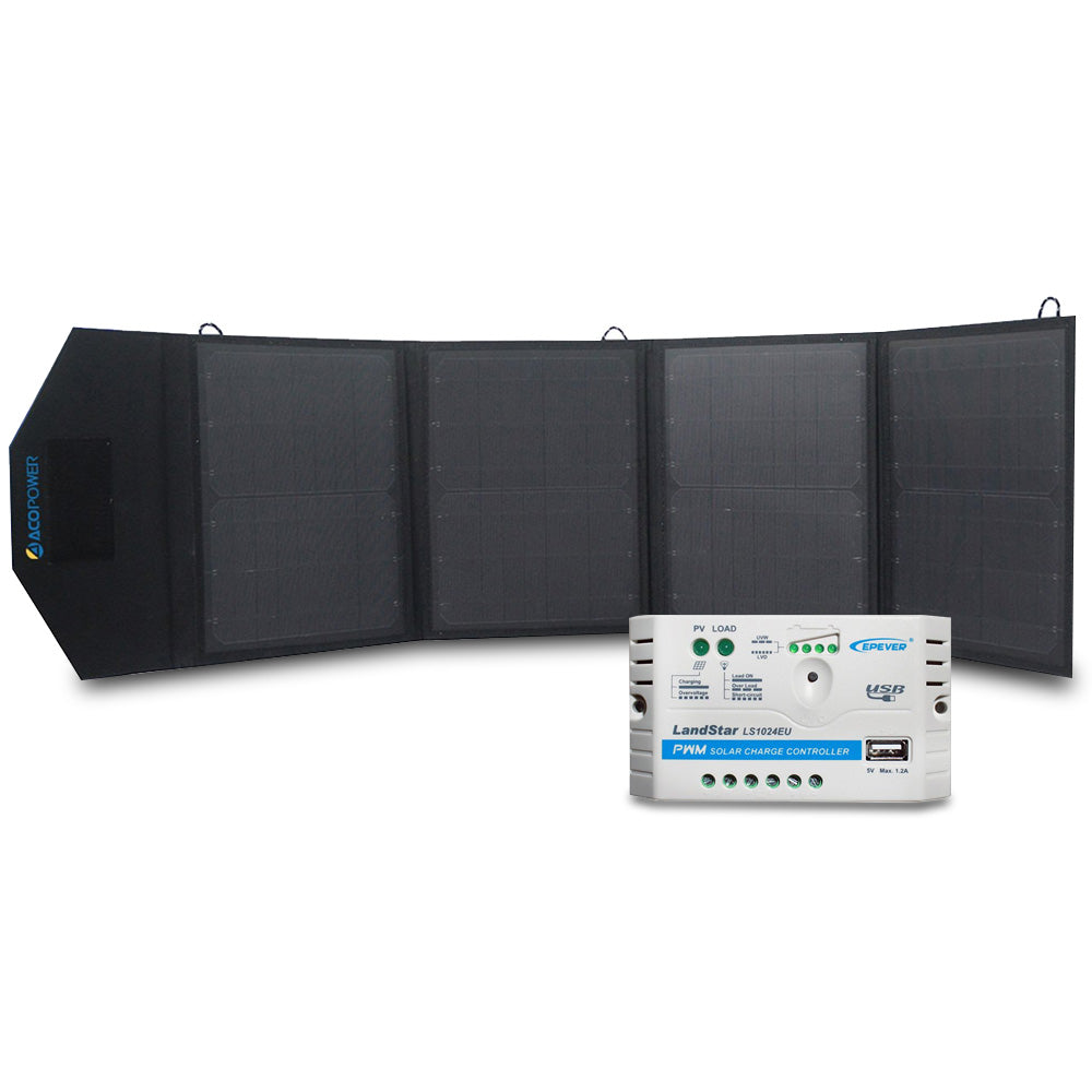 ACOPOWER 12V 50 Watt Portable Solar Suitcase with 5A Charge Controller - acopower