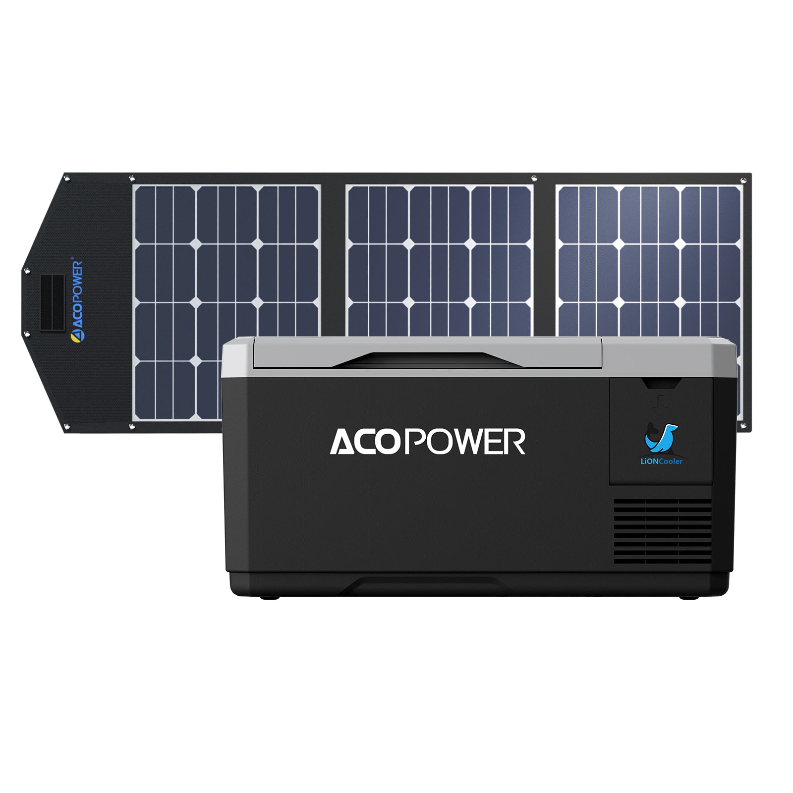 LiONCooler Mini Combo, VX18 Solar Powered Car Fridge Freezer (19 Quarts) and 90W Solar Panel