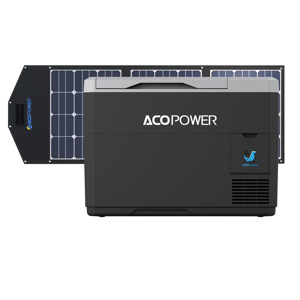 LiONCooler Mini Combo, VX28 Solar Powered Car Fridge Freezer (29 Quarts) and 90W Solar Panel